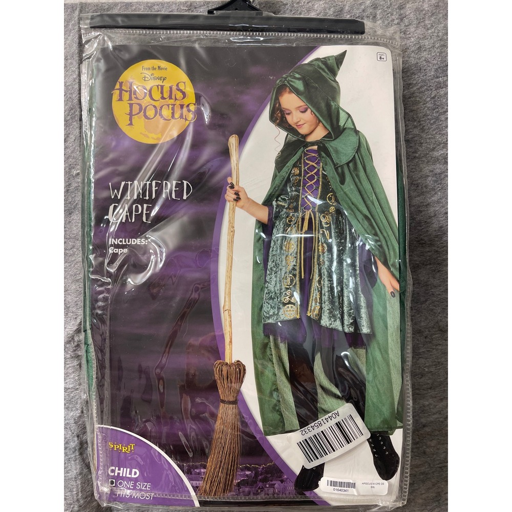 Disney Hocus Pocus Winifred Sanderson CAPE ONLY Kids Green Halloween 1 Size NEW